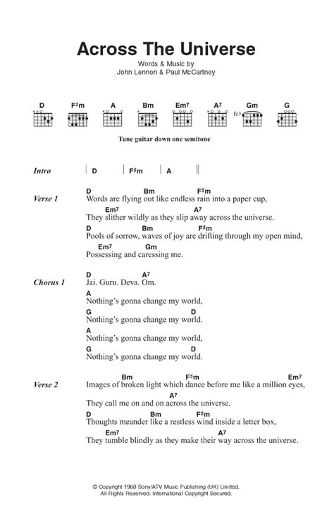 accross the universe chords|chord across the universe lyrics.